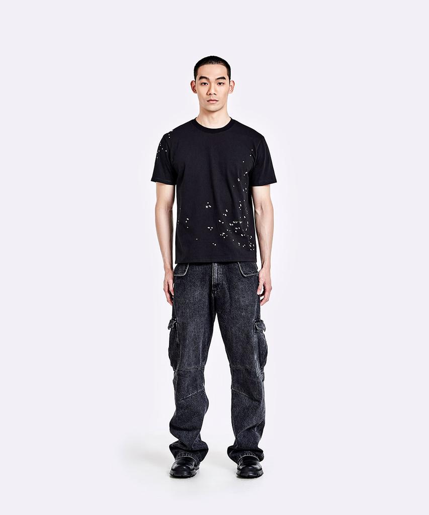 51Peosenteu Denim Cargo Pants - Washed Black