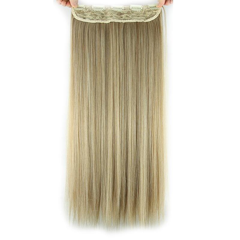 MERISIHAIR Women Long Straight Hair Extensions Wig 5 Clips Head Hairpieces Synthetic Fiber Natural Black Grey Ombre Color
