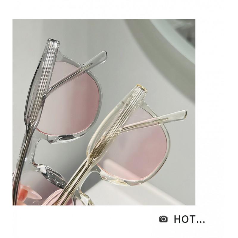 Stylish Gradient Pink Tint Sunglasses Men Women - Round Full Frame TR90 UV Protection Fashion Shades