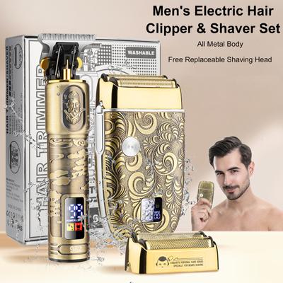 Электрическая машинка для стрижки волос, триммер для волос, мужская бритва для бороды, набор для стрижки с 4 направляющими расческами