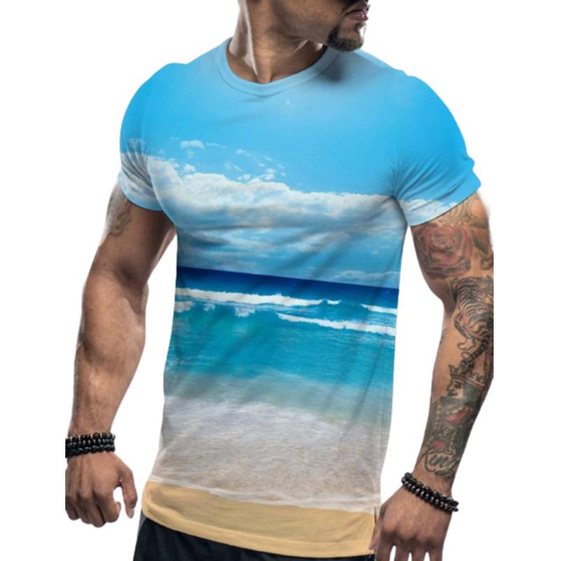 Новая летняя мужская модная футболка, индивидуальная летняя пляжная мужская футболка с принтом, топ