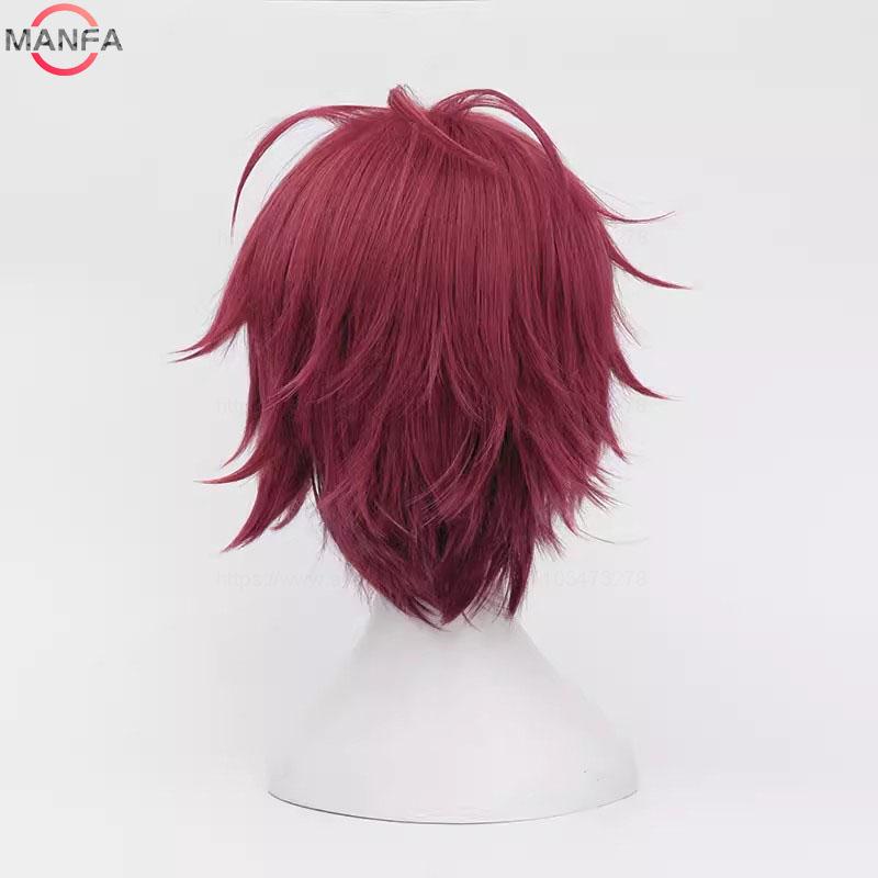 Anime Sakamaki Ayato Dark Red mix Short Cosplay Wig Heat Resistant Synthetic Hair Wigs + Wig Cap
