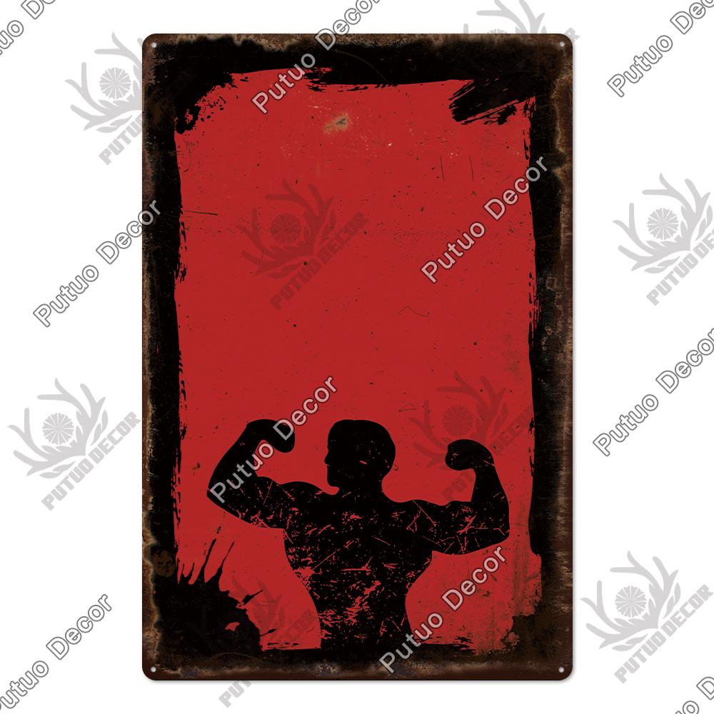 Mfoever Tin Sign Decor Gym Vintage Tin Signs Plaque Metal Plates Retro Posters Work Out Wall Art Decorative for Home Man Cave Gym Room