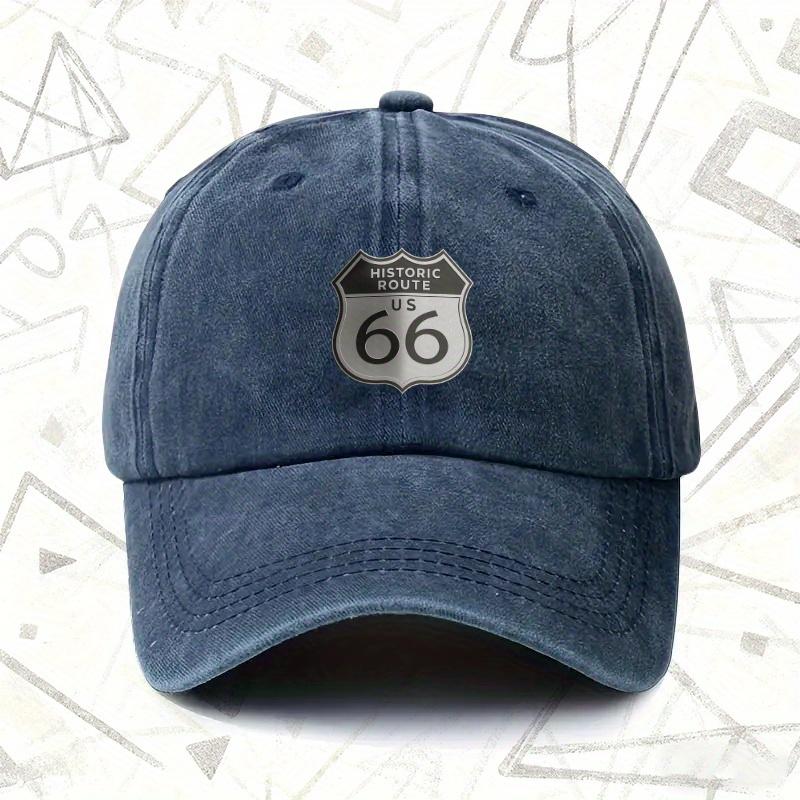 A Vintage Washed Cap Featuring Historic Route Suitable for Both Men And Women This Solid Baseball Hat Is Perfect for All