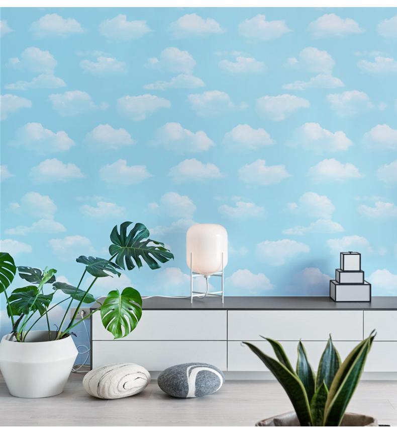 Обои Голубое небо и белые облака Домашний декор Детская спальня Рулон обоев для стен детского сада Ясли