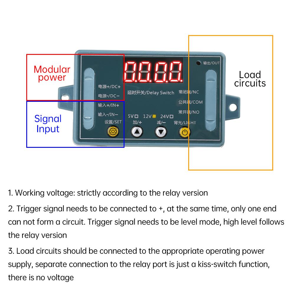 DC 5V 12V 24V 10A Adjustable Time Delay Relay Module LED Digital Timming Relay Timer Delay Trigger Switch Timer Control Switch