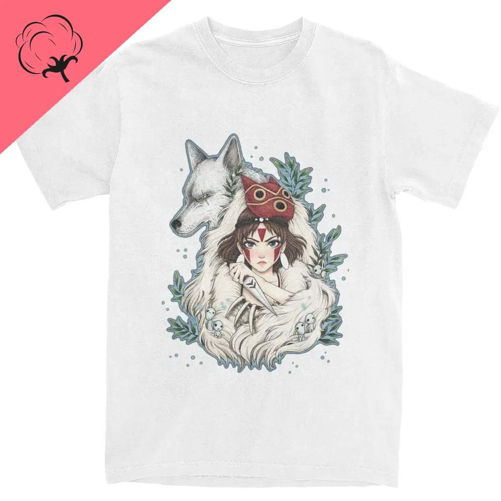 Graphic Novelty Princess Mononokes Hime T-Shirts for Men Women Pure Cotton Kodama Tree Forest Spirit Tees Shirt
