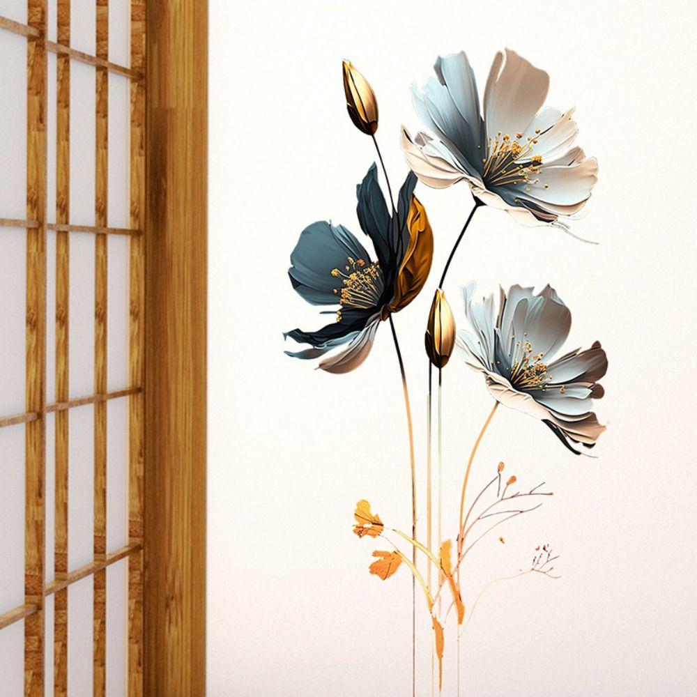3D Lotus Background Decor Decals PVC Aesthetic Wallpaper Flower Wall Stickers  Living Room