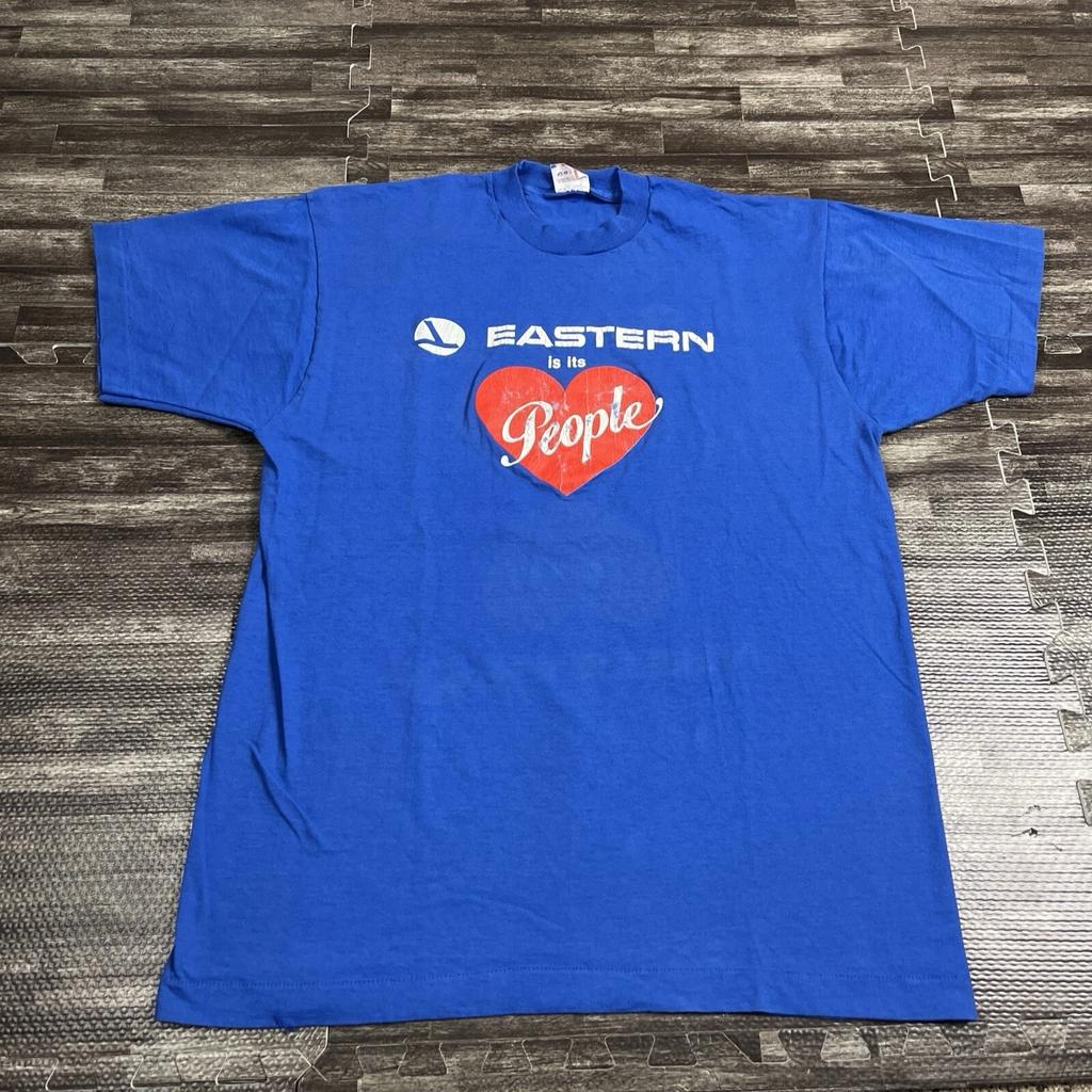 Vintage 90s Eastern Airlines Single Stitch Graphic Tshirt Blue XL Employee Tee