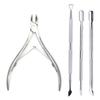 4 шт./набор Профессиональные ножницы-кусачки для ногтей из нержавеющей стали Многофункциональный пушер для кутикулы, средство для удаления кутикулы, наборы для маникюра для ухода за ногтями