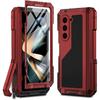Трехслойный сверхпрочный металлический чехол для телефона Samsung Z Fold 6 5 4, противоударная алюминиево-силиконовая крышка с подставкой, мягкая пленка для экрана