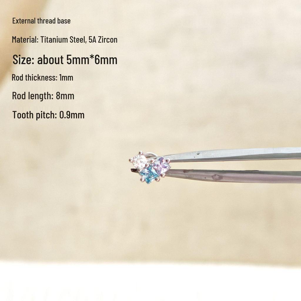316L Titanium Steel Cartilage Earring with Blue Zircon