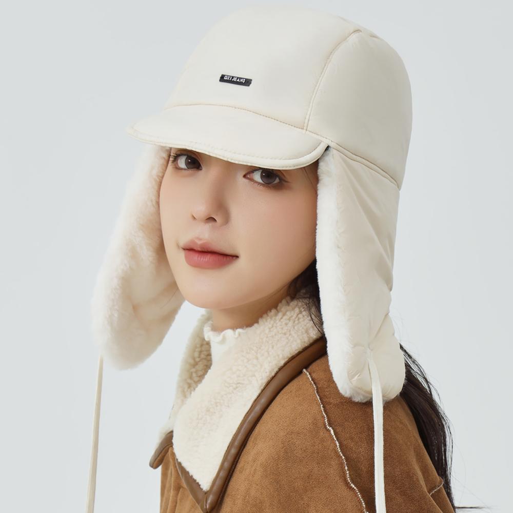 Новый стиль Мода Женская шапка-бомбер Зимняя теплая плюшевая меховая шапка Шапки в стиле пилота для женщин Ветрозащитная и морозостойкая шапка