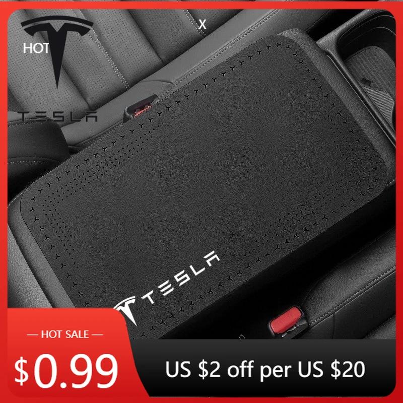 Автомобильная наклейка Tesla 1 шт. Подушка подлокотника автомобиля Крышка ящика для хранения в автомобиле Защитный коврик для Tesla Model 3 S X Y Roadster SpaceX Интерьер Ac