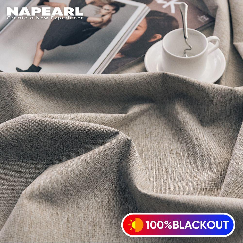 1 шт. NAPEARL 100% затемняющие однотонные льняные занавески для спальни, современные шторы кольцевого типа, занавески для гостиной, домашний декор