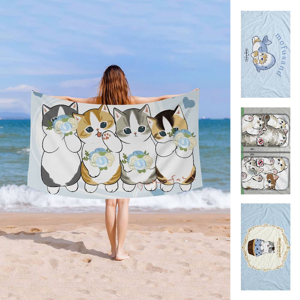 Character M-Mofusand C-Cat Microfiber Printed Beach Towel Mountain Climbing Yoga Beach Swimming Running Absorbent Soft Towel