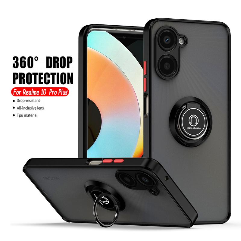 Ударопрочный Матовый Магнитный Чехол Для Realme 11 10 Pro Plus 9 8 7 Pro 5G 9i 8i C35 C33 C31 C30 C21Y C55 C53 С Кольцом-Подставкой Чехол Для Телефона