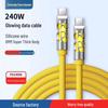 Силиконовый кабель для быстрой зарядки 240 Вт с цветной подсветкой, двойной TYPE-C для телефонов и планшетов