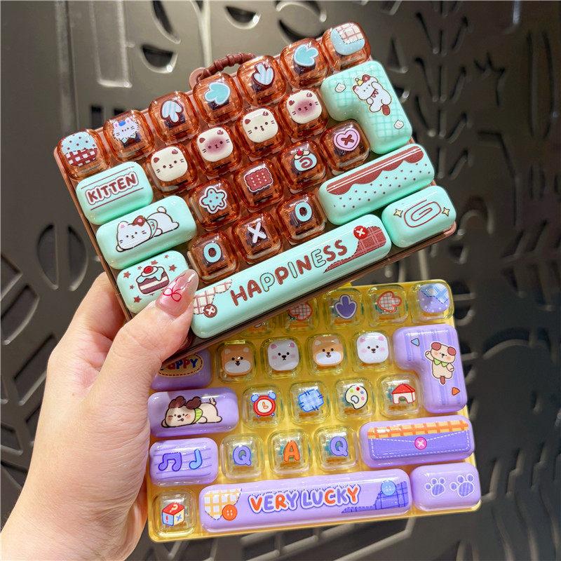 Cute Portable Decompression Toy 26 Key Sensory Push Button Toy Fashion Bag Pendant for Daily Time Killing