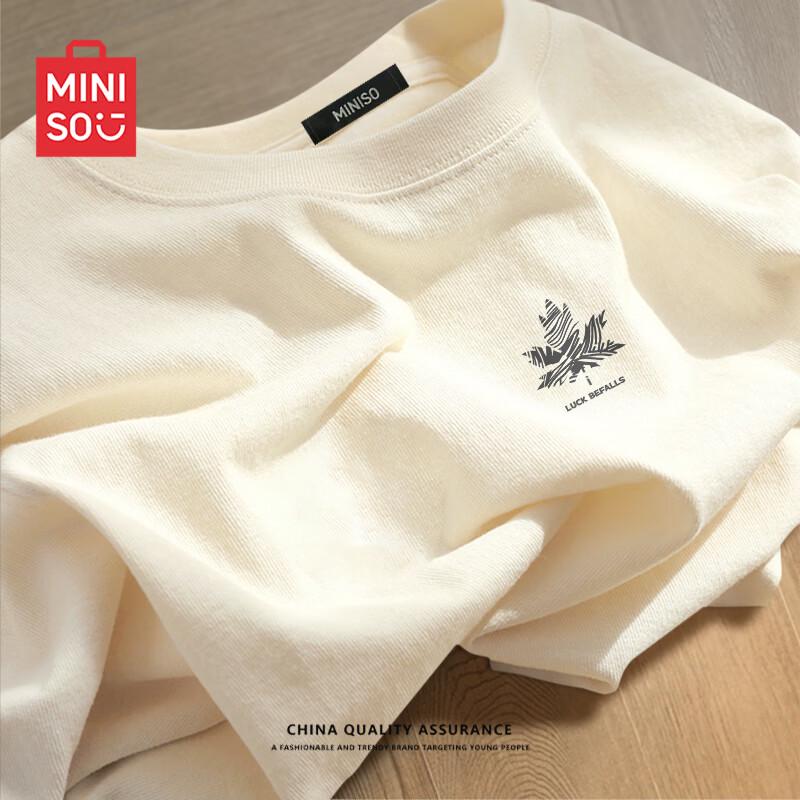 MINISO Мужская свободная футболка с графическим принтом из чистого хлопка