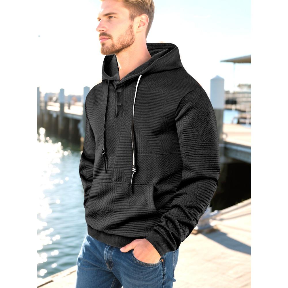 Spring and Autumn New Pullover Solid Color Casual Sports Loose Trendy Long Sleeve Hoodie Men