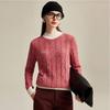 Zhaojun Women's Cable Knit Pure Cashmere Semi-High Neck Sweater