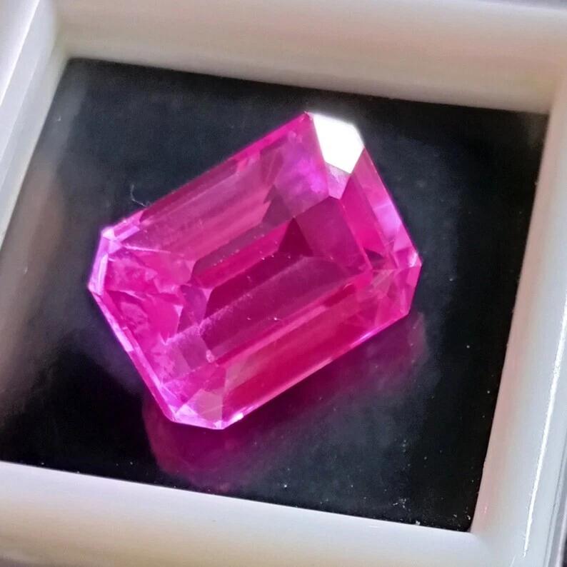 Certified Natural Pink Sapphire Emerald Cut 10-12 Ct Stunning Loose Gemstone