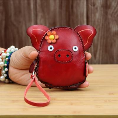 Первый слой Коровья кожа Мини-копилка Кошелек для мелочи Коровья кожа Картхолдер Ключница Клатч Милая сумка-сумка с животным