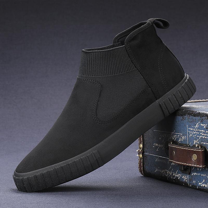 Замшевая кожа повседневная обувь новые модные мужские ботинки челси универсальные мужские ботильоны без застежек для отдыха и прогулок формальная обувь для вечерних платьев