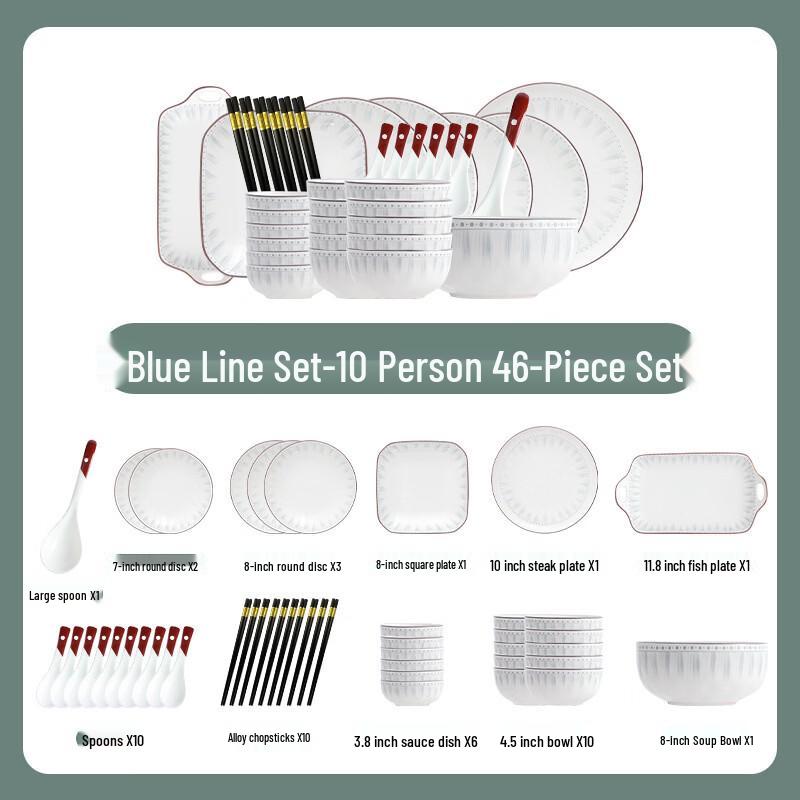 Abay Blue Stripe 52-Piece Ceramic Dinnerware Set