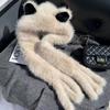 Зимняя теплая шапка-шарф с двойным плюшем, утолщенная, с имитацией лисьих ушек, интегрированная защита ушей от холода, шапка для снега