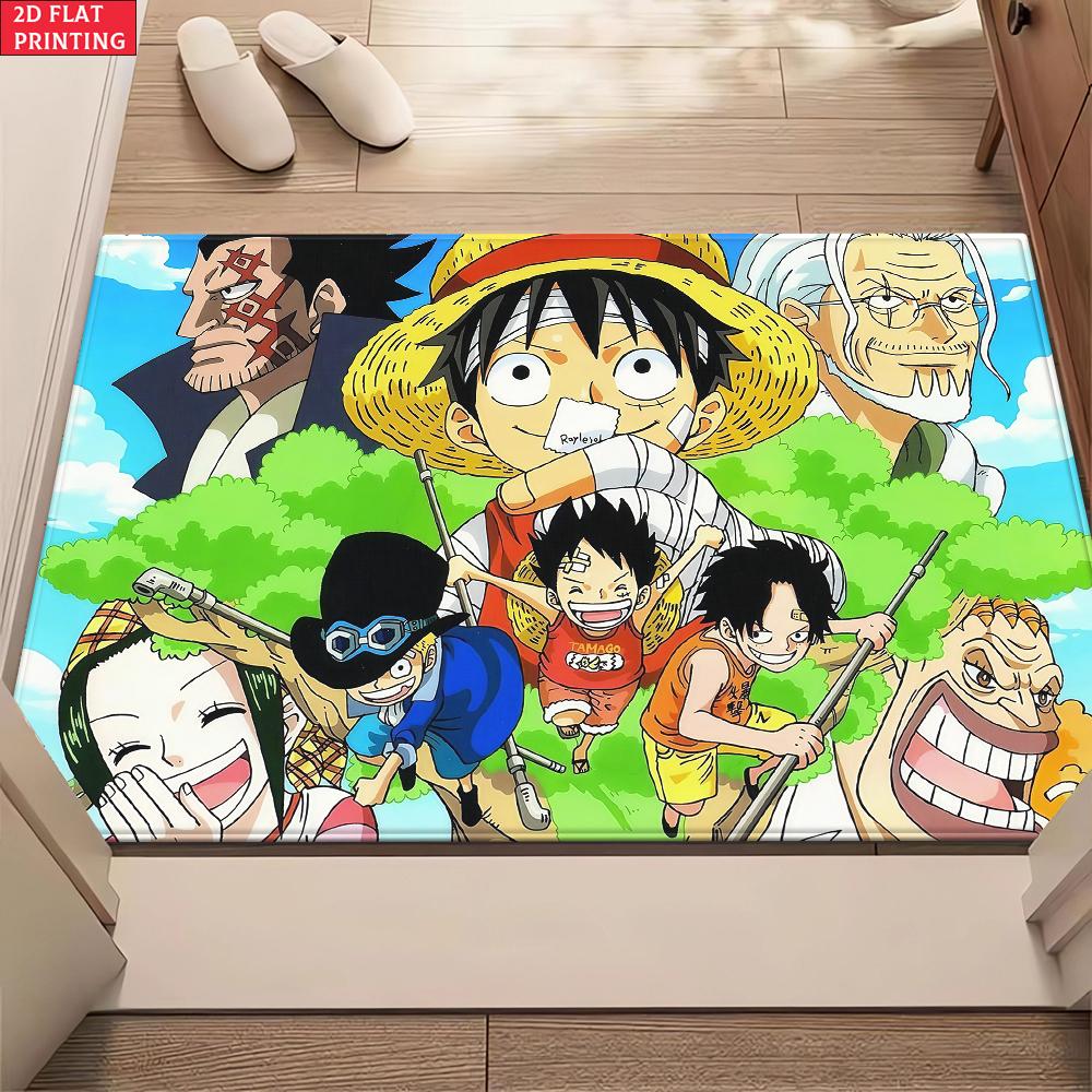 Anime Chibi Pirate Crew Doormat, Cute Cartoon Character Non-slip Floor Mat, Decorative Entrance Rug for Home Living Room Bedroom