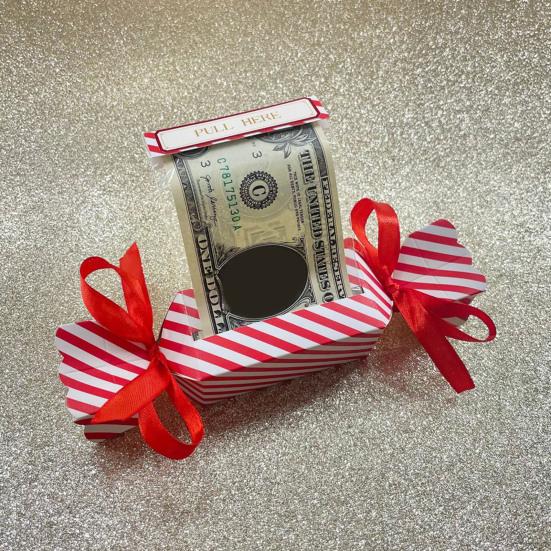 Рождественский сюрприз, выдвижной мешочек для денег, выдвижная подарочная коробка для денег, прямоугольный держатель для денег с лентой для подарка наличными