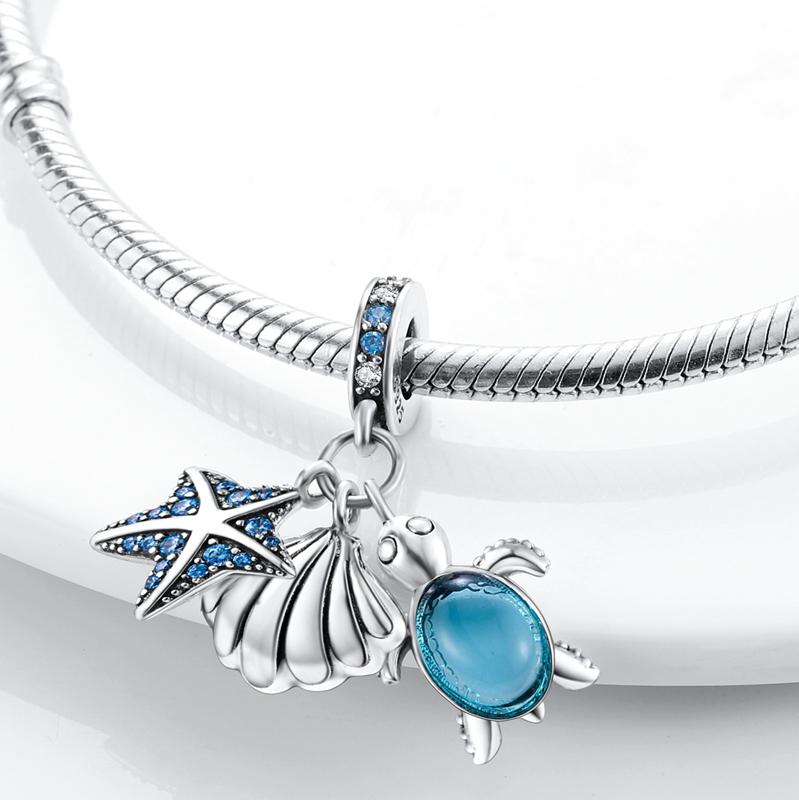 Fashion Trend 925 Silver Travel Airplane Dangle Charms Fit Original  Charm Bracelet DIY Sunflower Butterfly Bead