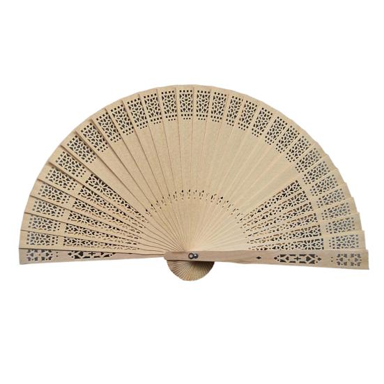 Wooden Folding Fan Chinese Style Hollow Ribs Portable Summer Hand Held Fan Decoration