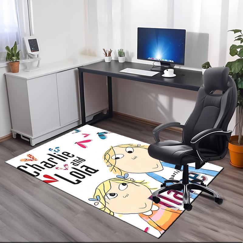 Custom Name Charlie and Lola Printed Carpet, Rug for Office Chair Living Room Bedroom Kitchen Room Decor Gifts.