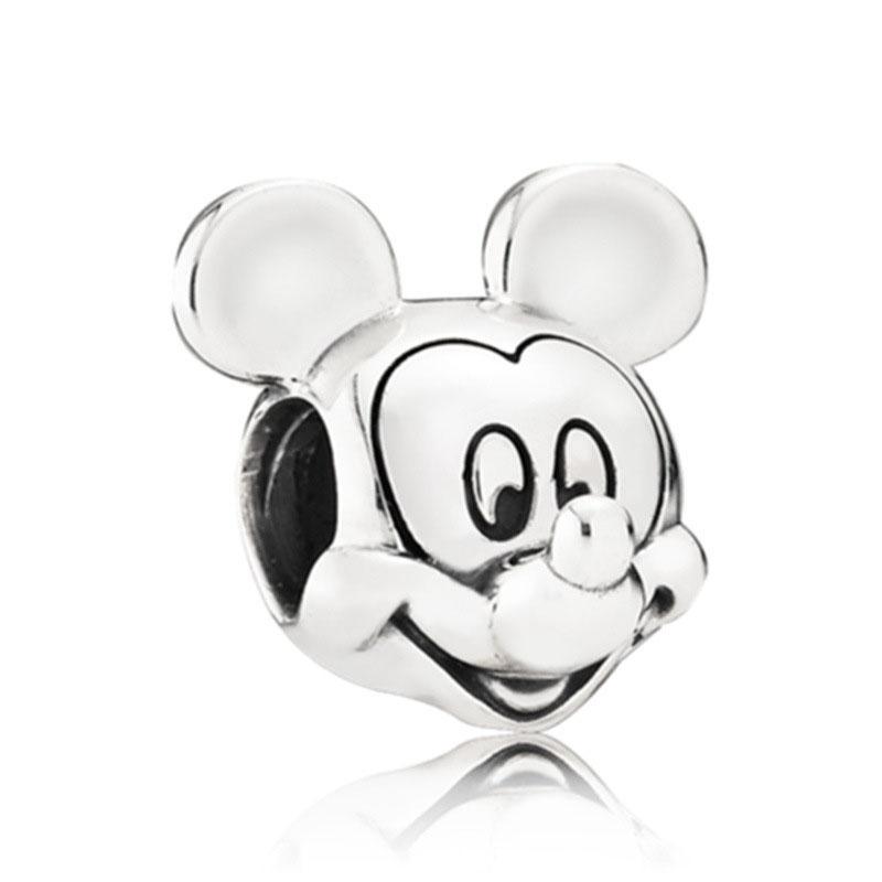 925 Silver Mickey Mom Minnie Clip Stitch Charms Bead Fit Bracelets DIY Women Jewelry