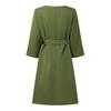 ZANZEA Women Casual Round Neck 3/4 Sleeve Loose Dress