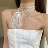 1 шт. Модное колье-чокер для женщин Сексуальный Черный Белый Кружевной Бант Подвеска Короткая Цепочка на Ключицу Готические Чокеры Эстетичные Украшения