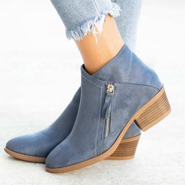 Fashion 2024Women Booties Autumn Suede Boots Women Fashion Size 43 Platform Boots Side Zipper Heeled Ankle Boots Botas De Mujer