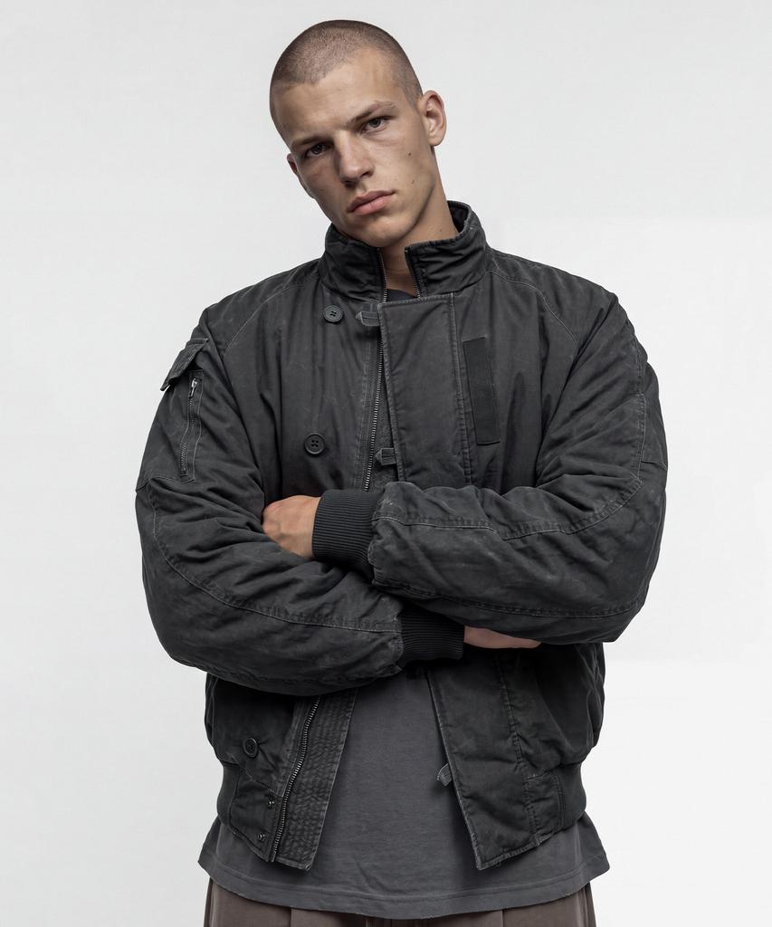 HDEX Washed Bomber Jacket (Charcoal)