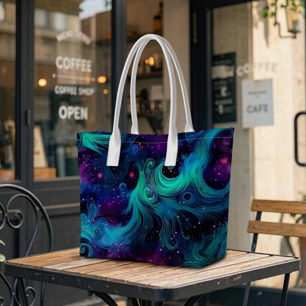 Galaxy Swirl Pattern Fashion Top Handle Casual Tote Bag for Daily Use