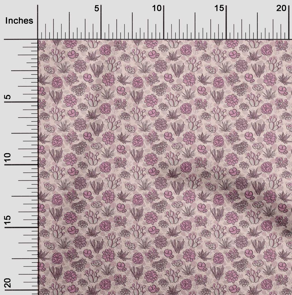 oneOone Ткань Cotton Flex Dusty Pink с рисунком кактуса, швейная ткань с принтом, по ярдам, 40 дюймов