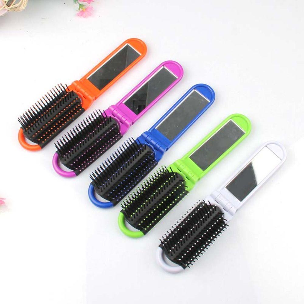 Anti Static Air Bag Hair Comb Mini Massage Comb Fashion Foldable Hair Brush with Mirror  Travel