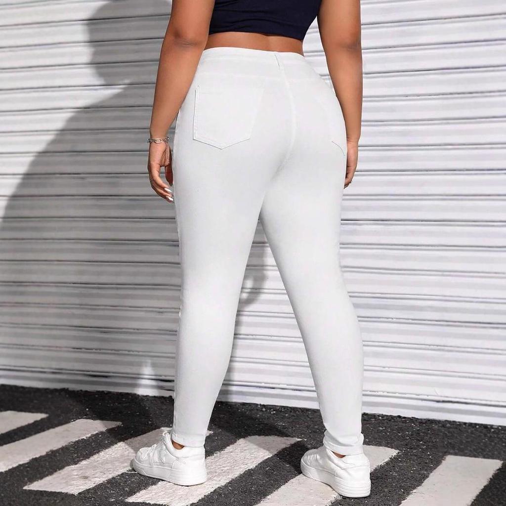 Женские черные и белые джинсы скинни из высокоэластичного денима - Большие размеры