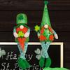 St. Patrick's Day Gnome Decoration Plush Gnome Doll Figurine with Shamrock Handmade Irish Faceless Dwarf Ornament for Table Decor