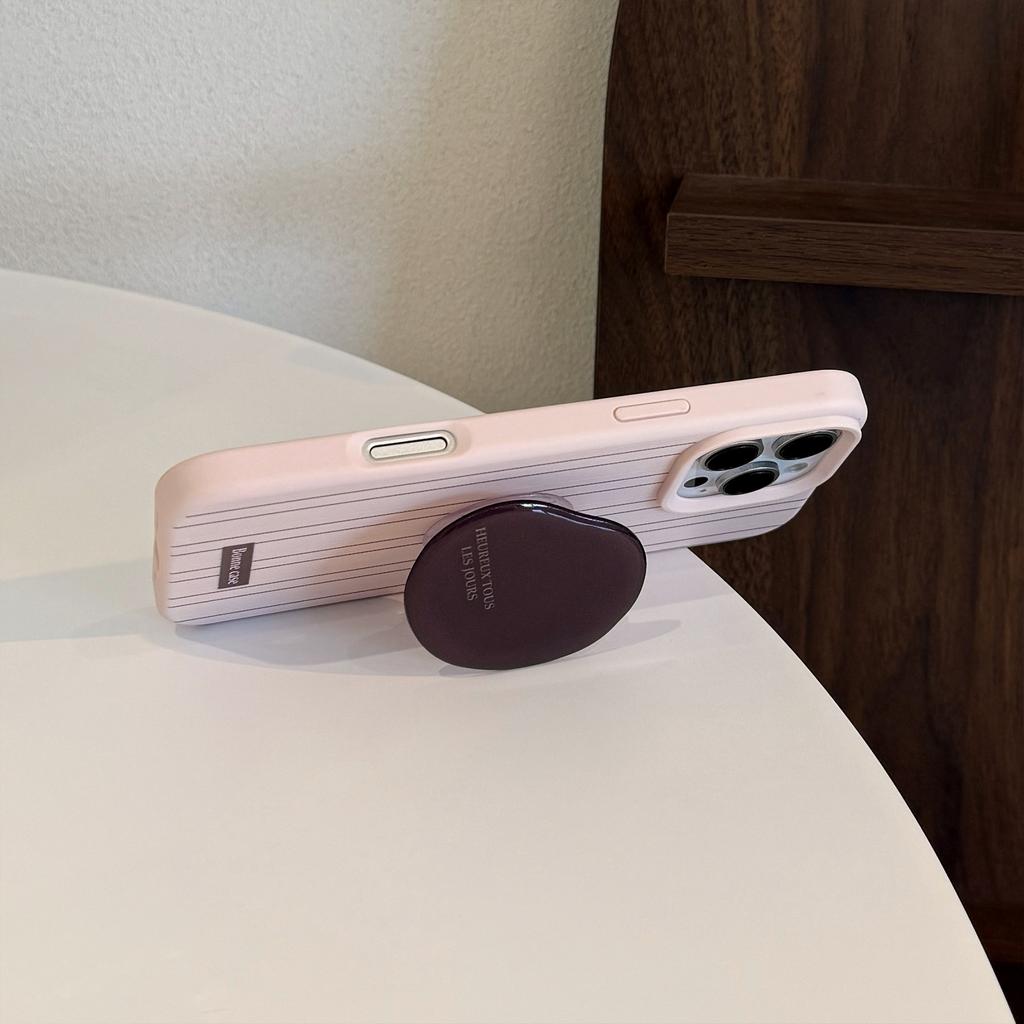 Pink Brown Striped Iphone16promax Mobile Phone Case Apple 17 Coffee Bean Stand 15 Suitable for 13 Retro 11 Soft