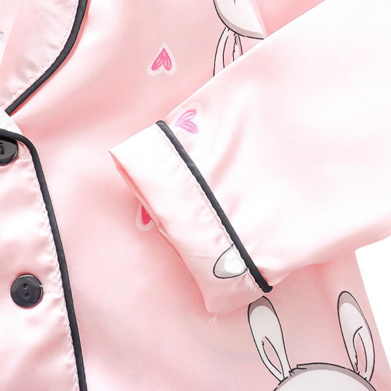 Autumn Baby Kids Girls Boys Long Sleeve Cartoon Rabbit Blouse+Pants Pajamas Sleepwear Set