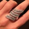 CopperLeaf Ring for Women Marquise Cubic Zirconia Multi-layered Sparkling Wedding Jewelry Female Opening Rings