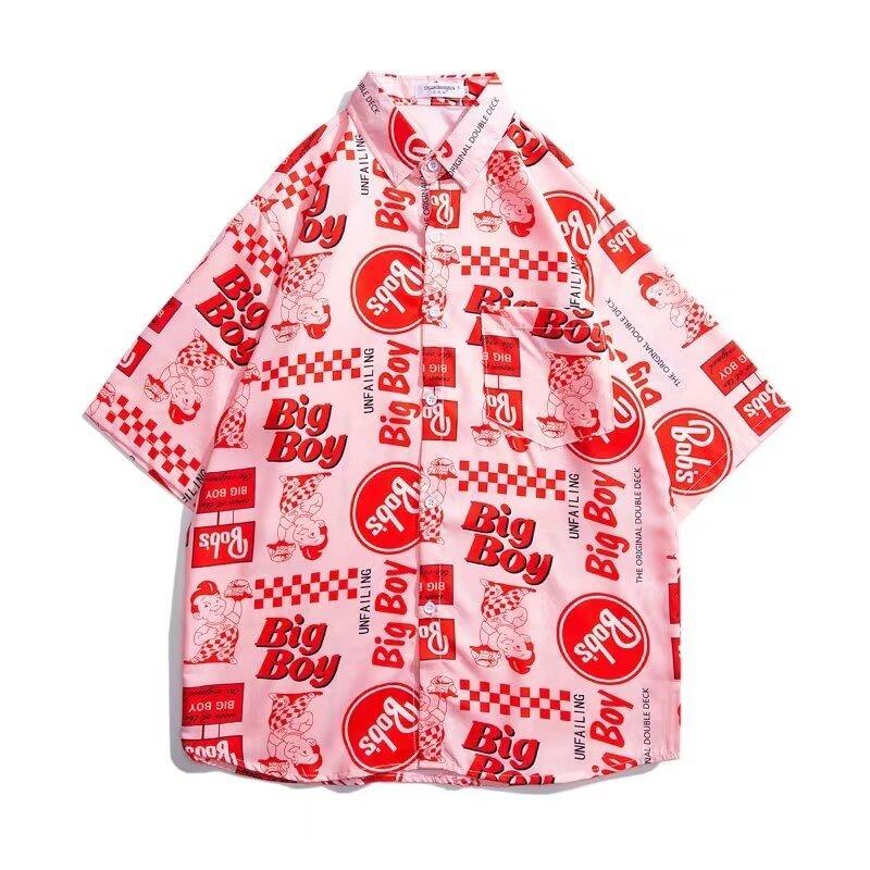 Мужская рубашка в стиле ретро, ​​мужской летний наряд, студенческий свободный крой, нишевый дизайн, повседневный мужской топ, верхняя одежда, пляжный топ